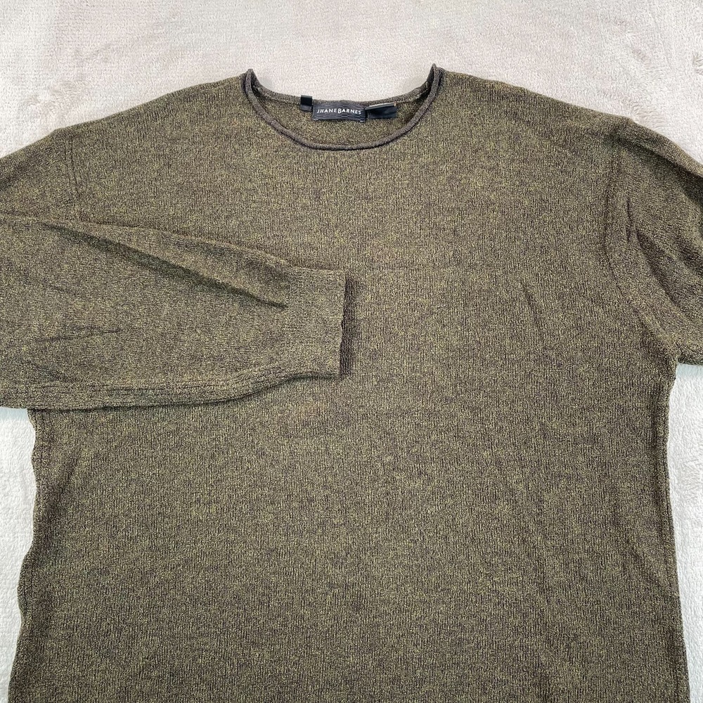 Vintage Jhane Barnes Sweater Men XL Heather Brown Wool Blend Rolled Edges Design